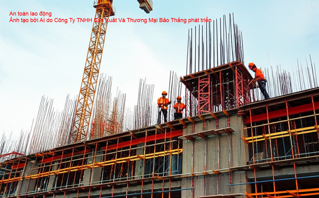 Công nhân tuân thủ quy định an toàn lao động trên công trường.