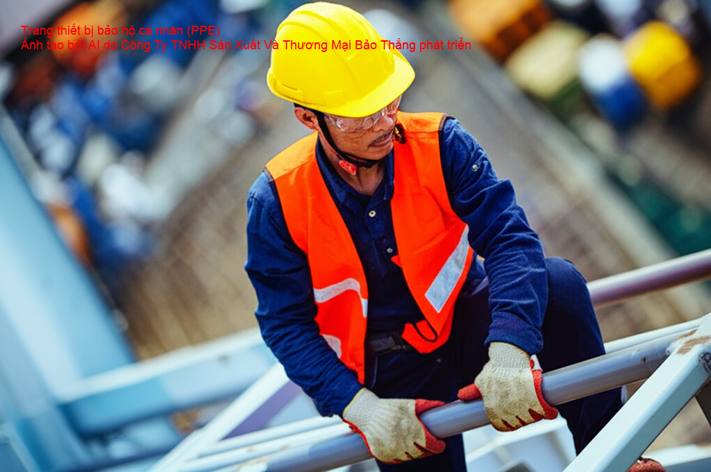 Công nhân xây dựng kết cấu thép sử dụng trang thiết bị bảo hộ cá nhân (PPE) đầy đủ năm 2025