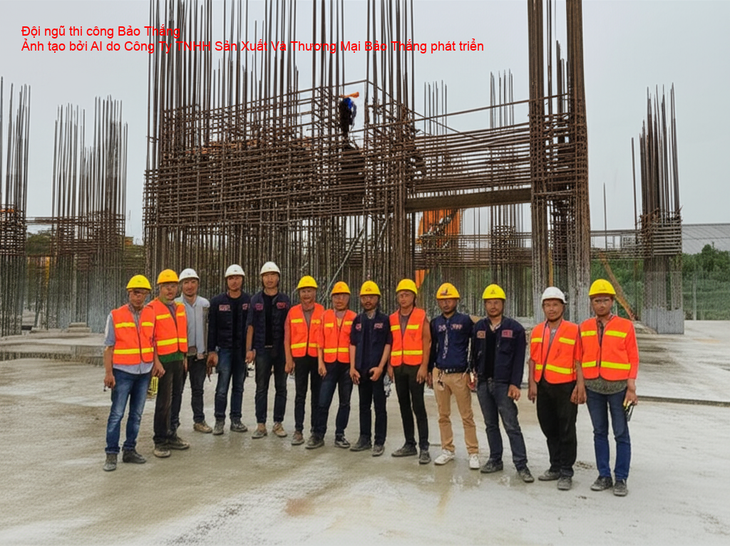 Đội ngũ Bảo Thắng thi công Nhà thi đấu Tri Tôn