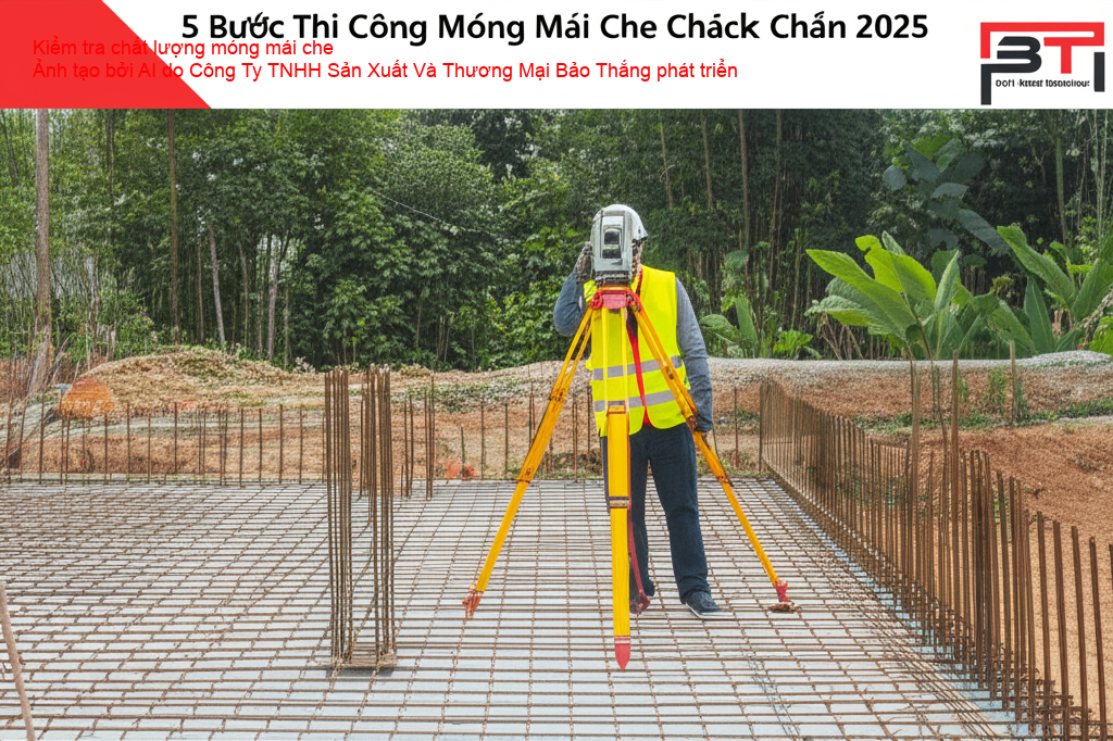 Kỹ sư kiểm tra chất lượng móng mái che