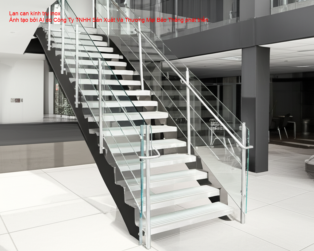 Lan can kính trụ inox bền bỉ và sáng bóng