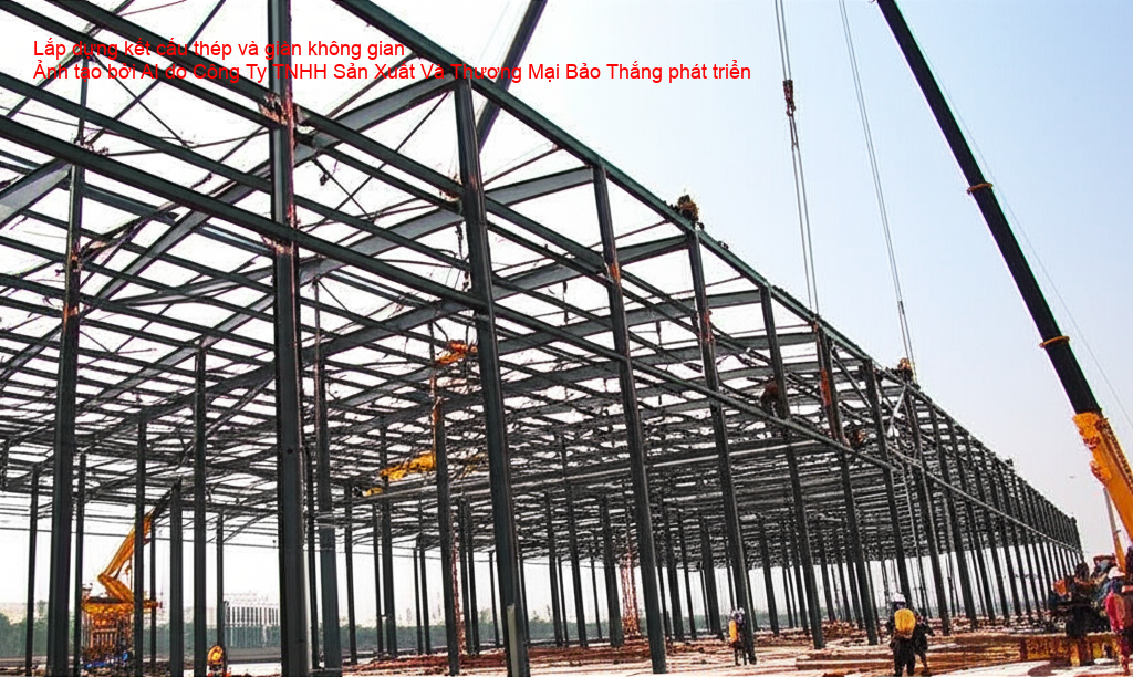 Lắp dựng kết cấu thép và giàn không gian cho triển lãm