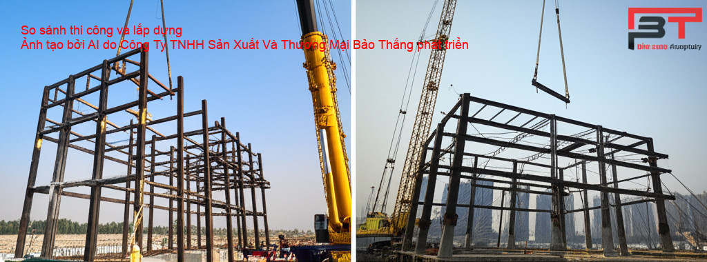 So sánh thi công và lắp dựng giàn không gian và kèo thép