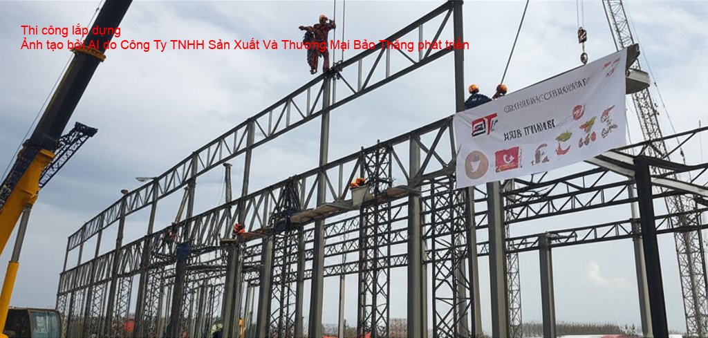 Quá trình thi công và lắp dựng kết cấu thép tại Nhà thi đấu Phù Yên