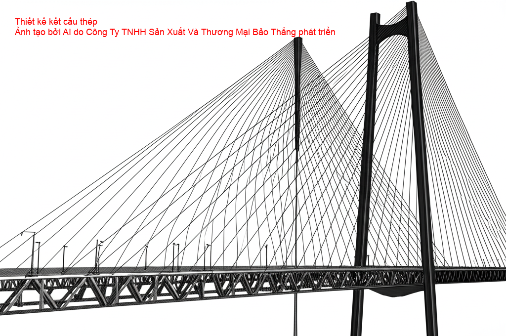 Thiết kế 3D kết cấu thép cầu treo dây võng