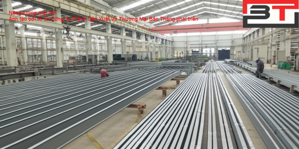 Hệ thống năng lượng mặt trời trên mái nhà máy kết cấu thép