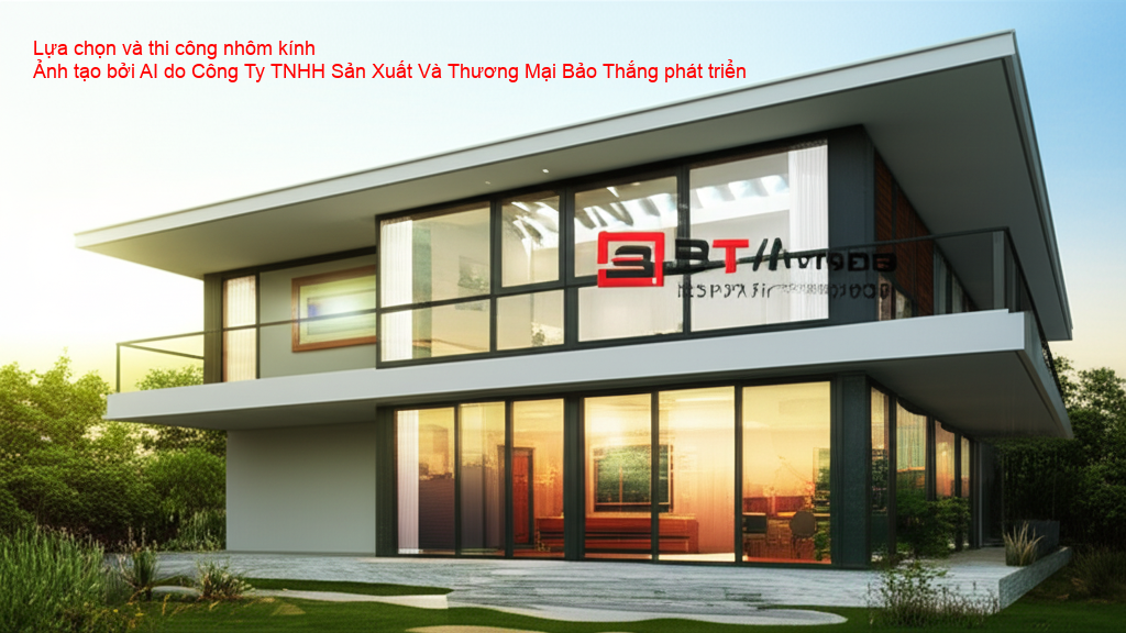 Công nhân đang thi công và lắp đặt hệ thống nhôm kính cho một công trình